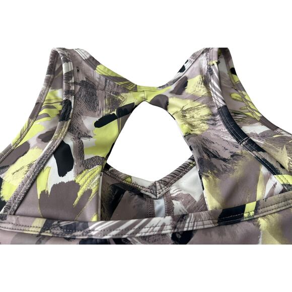 CALVIN KLEIN RACERBACK PADDED SPORTS BRA, WOMENS, XL YELLOW TAN ABSTRACT PATTERN - Picture 4 of 11